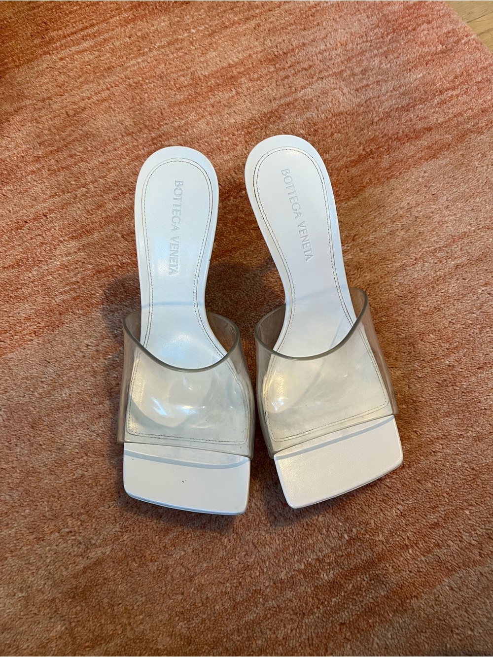 Bottega Veneta White Clear Stretch PVC Slide Sandals